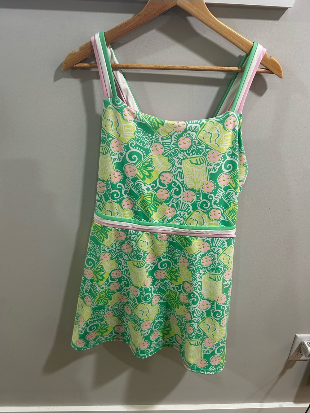 Lilly Pulitzer Green & Pink Printed Tank Dress